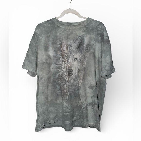 The Mountain Other - Vintage The Mountain Wolf Tie Dye Shirt Behind an Aspen Tree XL Nature Grunge 90
